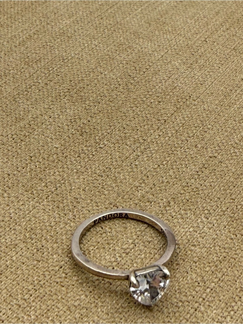 Pandora Heart-Cut Clear Stone Solitaire Ring sterling silver - Picture 3 of 4